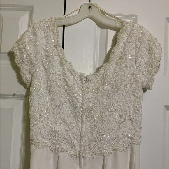 Vintage Wedding Empire Waist 9/10 Beaded BodiceRoundedCollar - Picture 12 of 15